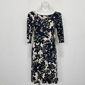 J.Crew Collection Black Ivory Preppy Lightweight Floral Knit Dress Size L